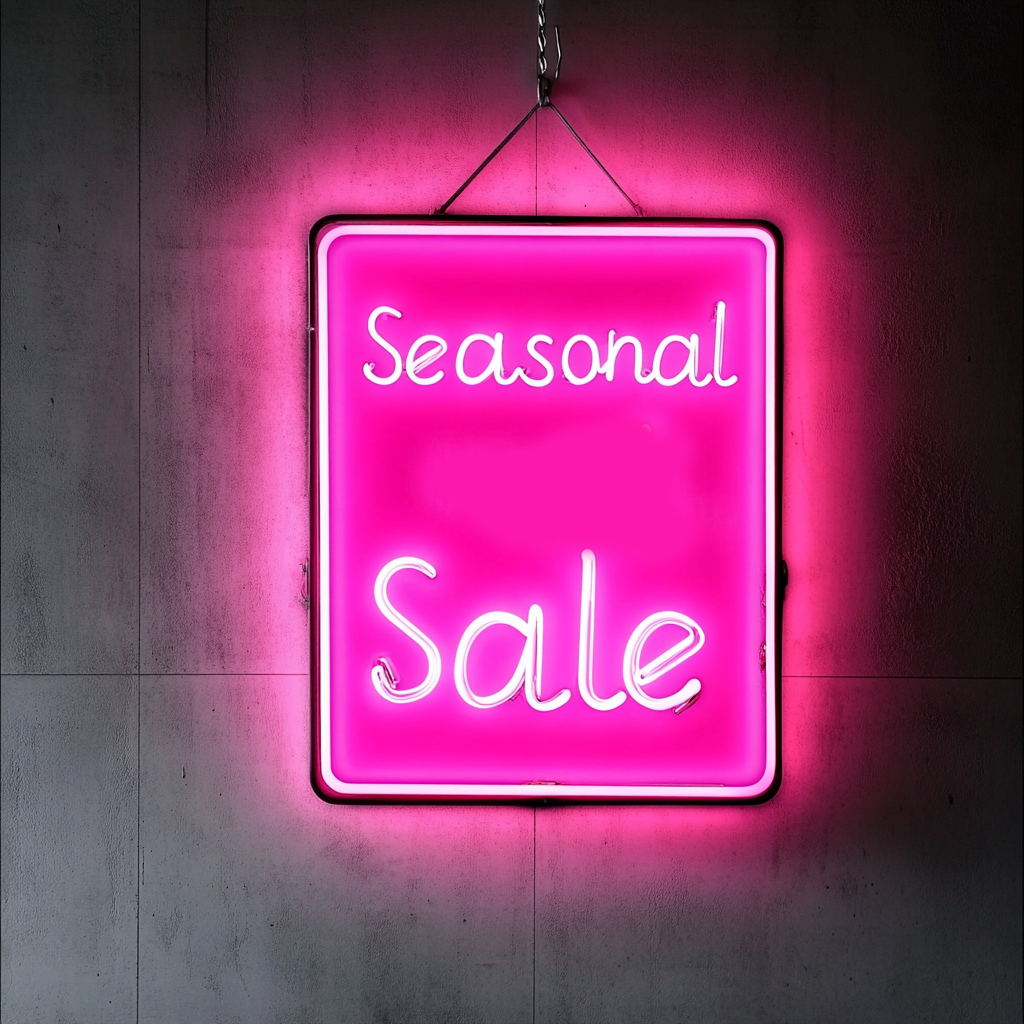"Seasonal Sale" - Pink Neon Sign, 24 Inches