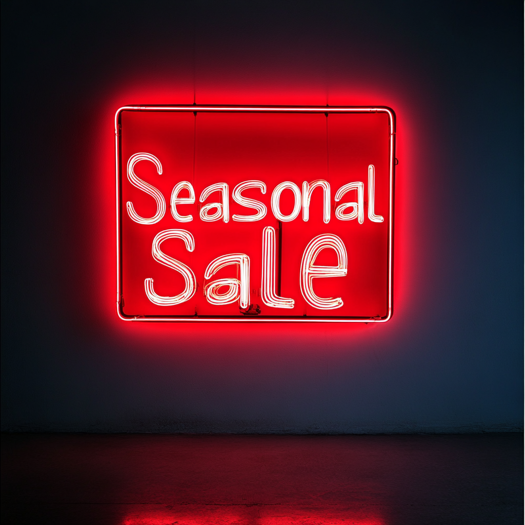 "Seasonal Sale" - Red Neon Sign, 24 Inches