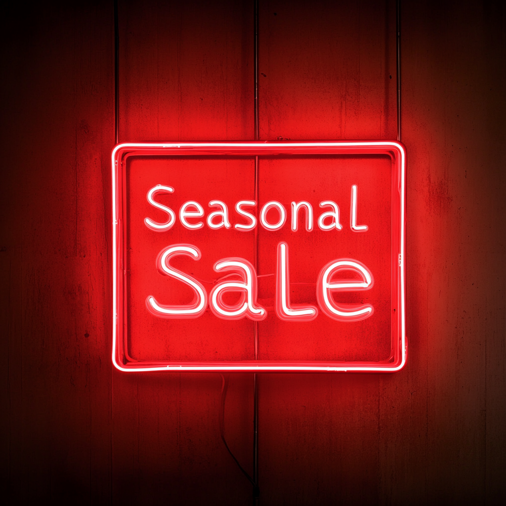 "Seasonal Sale" - Red Neon Sign, 24 Inches