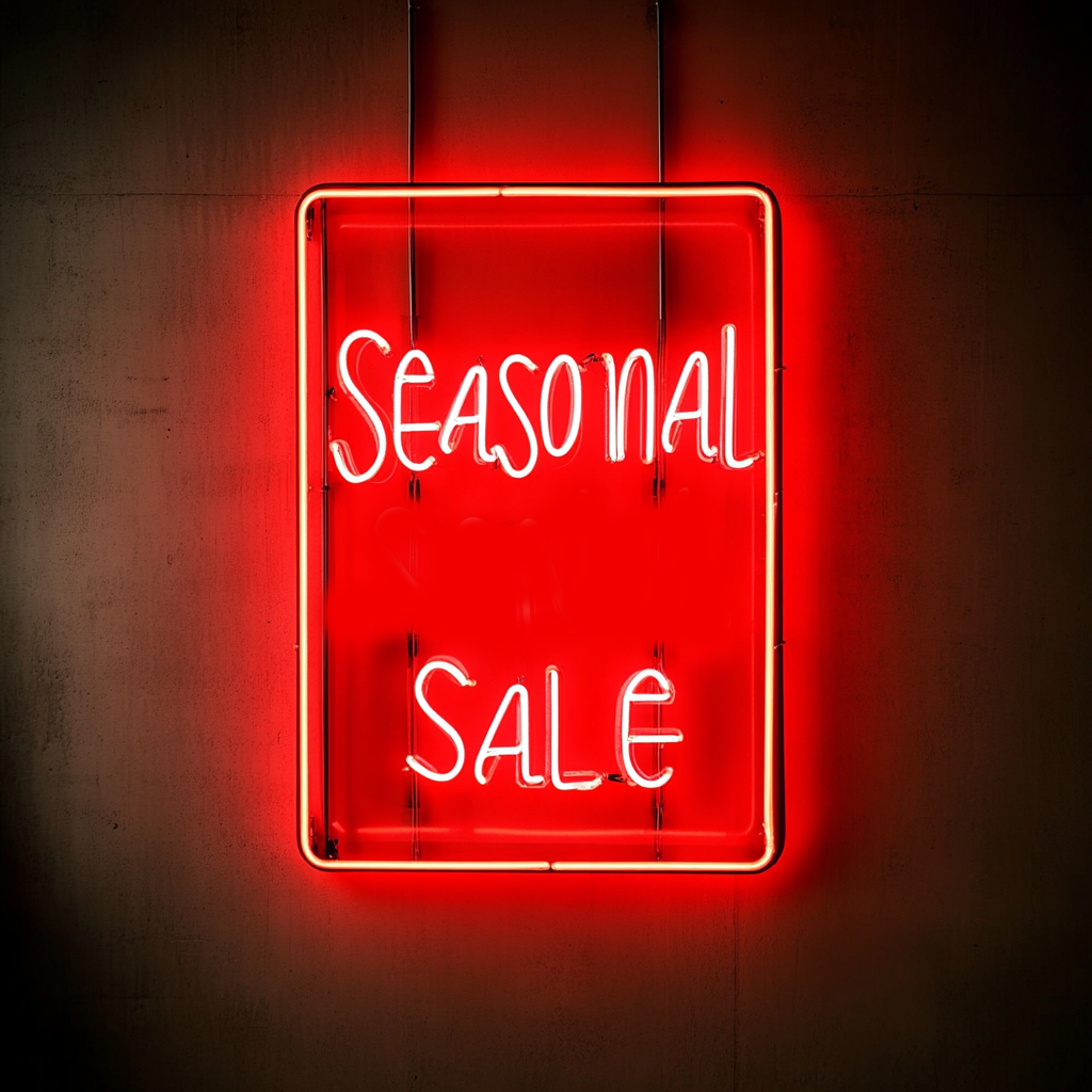 "Seasonal Sale" - Red Neon Sign, 24 Inches