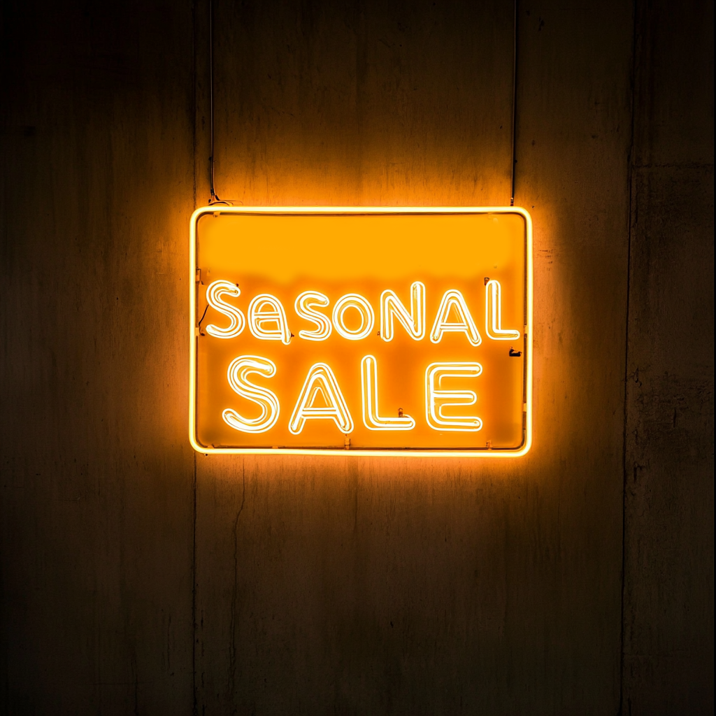 "Seasonal Sale" - Yellow Neon Sign, 24 Inches