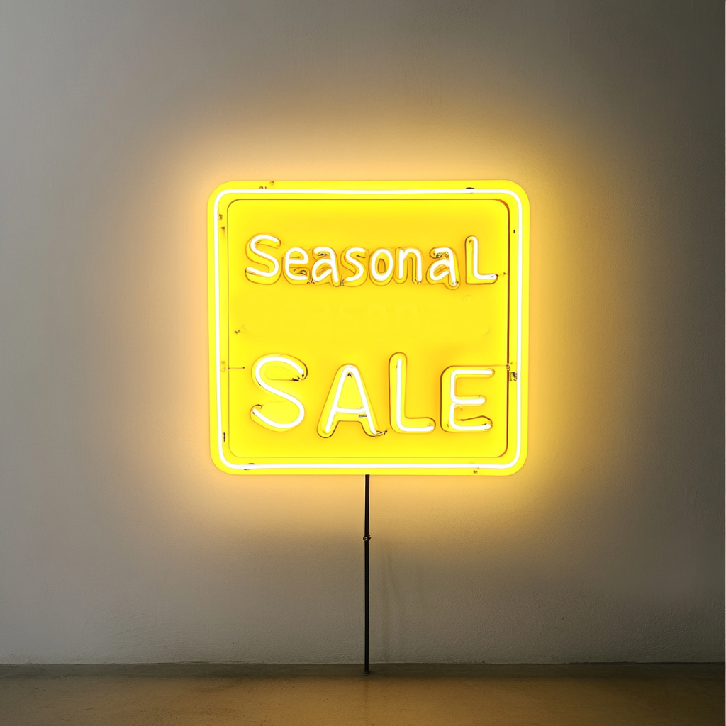 "Seasonal Sale" - Yellow Neon Sign, 24 Inches