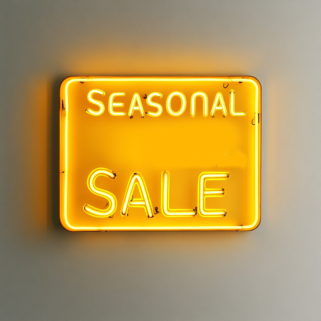 "Seasonal Sale" - Yellow Neon Sign, 24 Inches