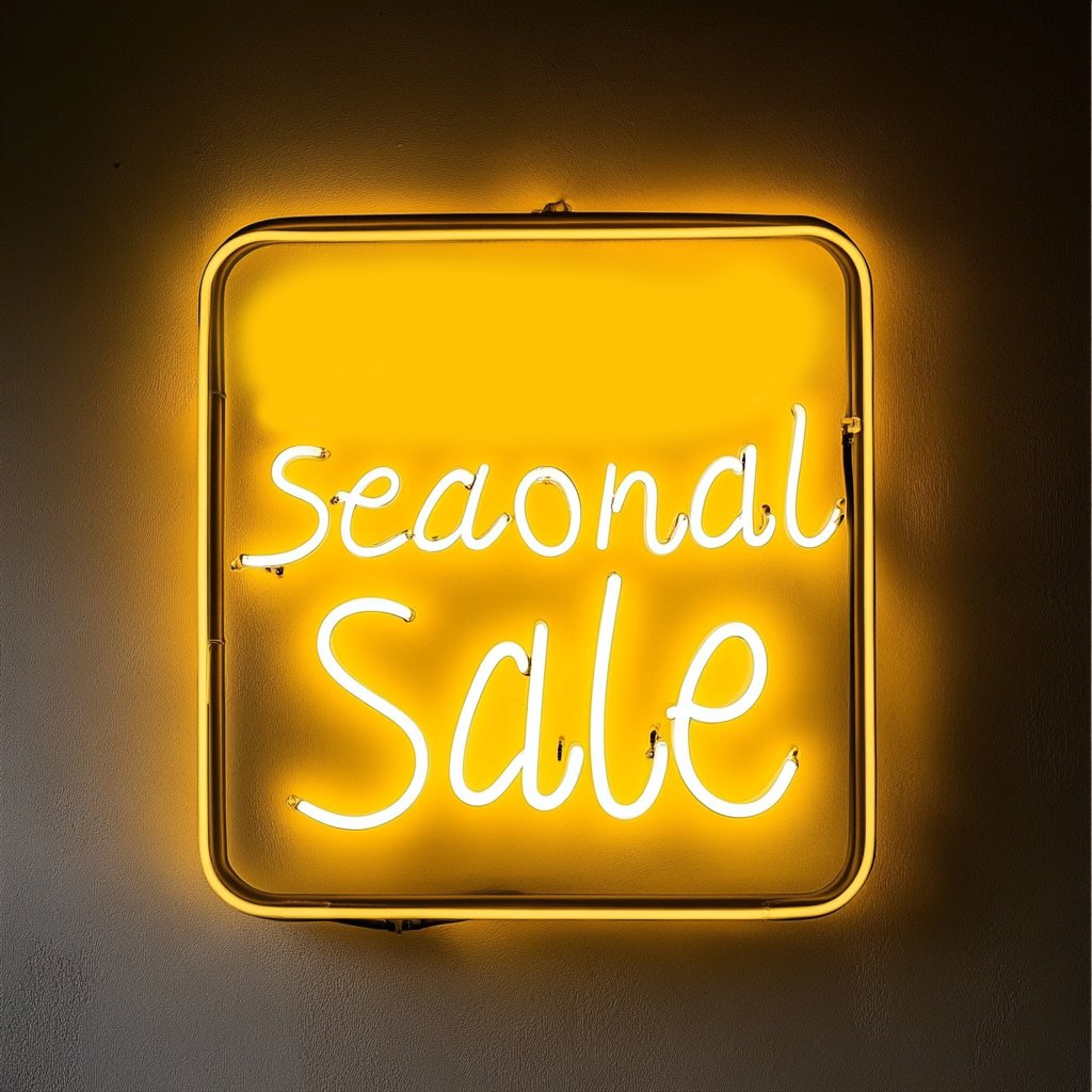 "Seasonal Sale" - Yellow Neon Sign, 24 Inches