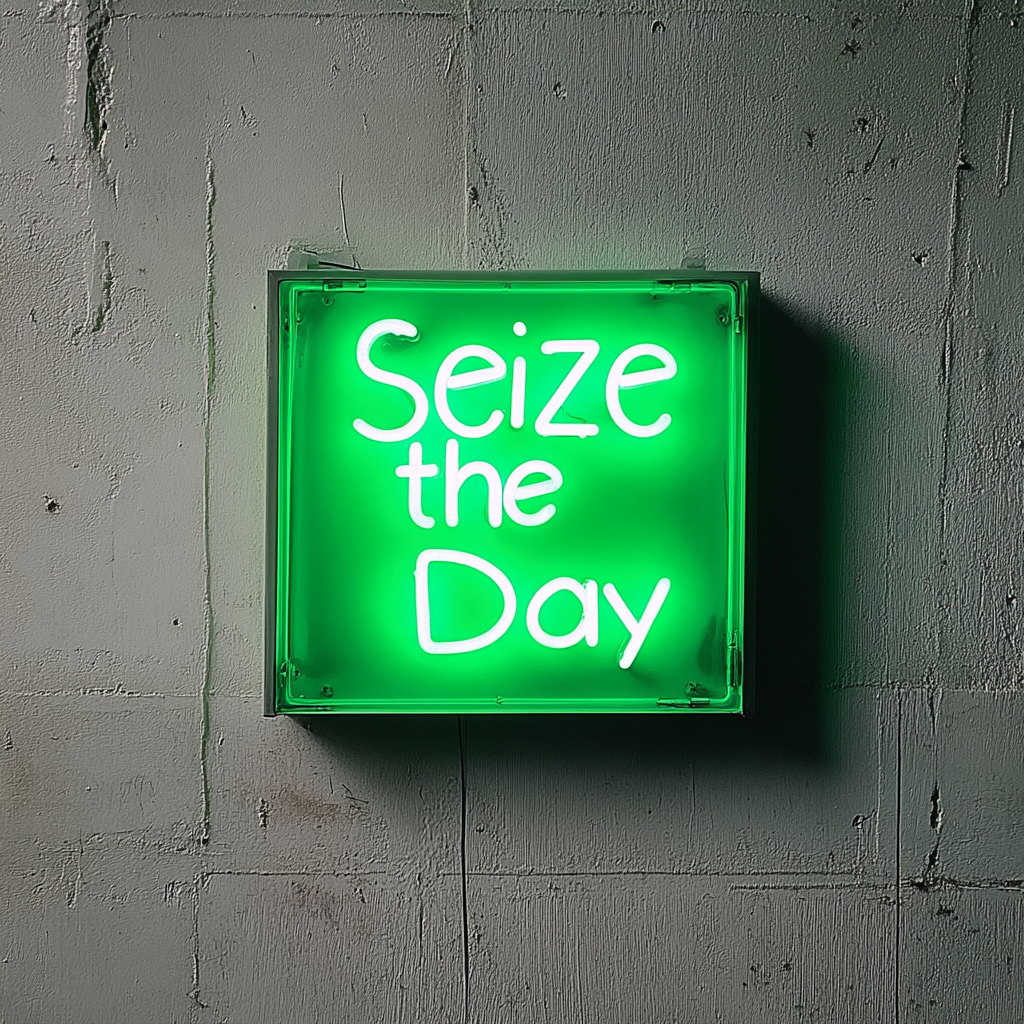 Seize the Day - Green Neon Sign, 18 Inches