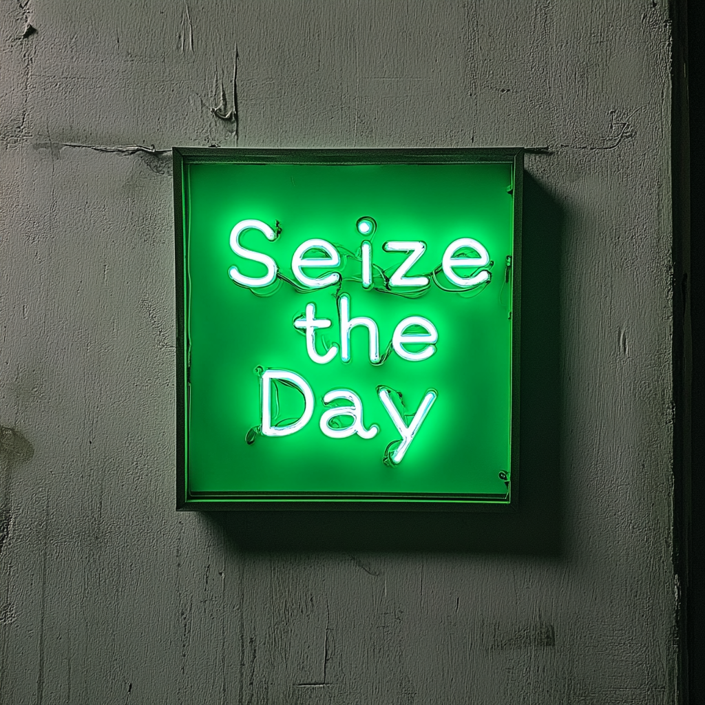 Seize the Day - Green Neon Sign, 18 Inches