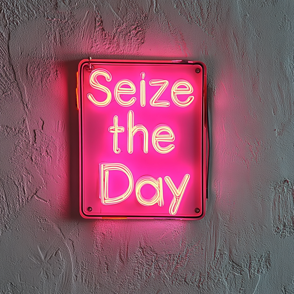 Seize the Day - Pink Neon Sign, 18 Inches