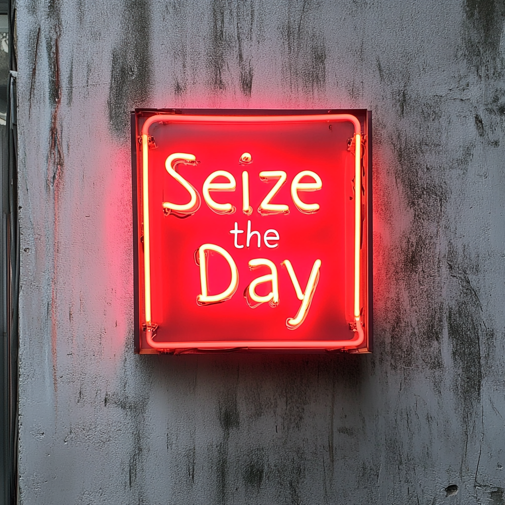 Seize the Day - Red Neon Sign, 18 Inches