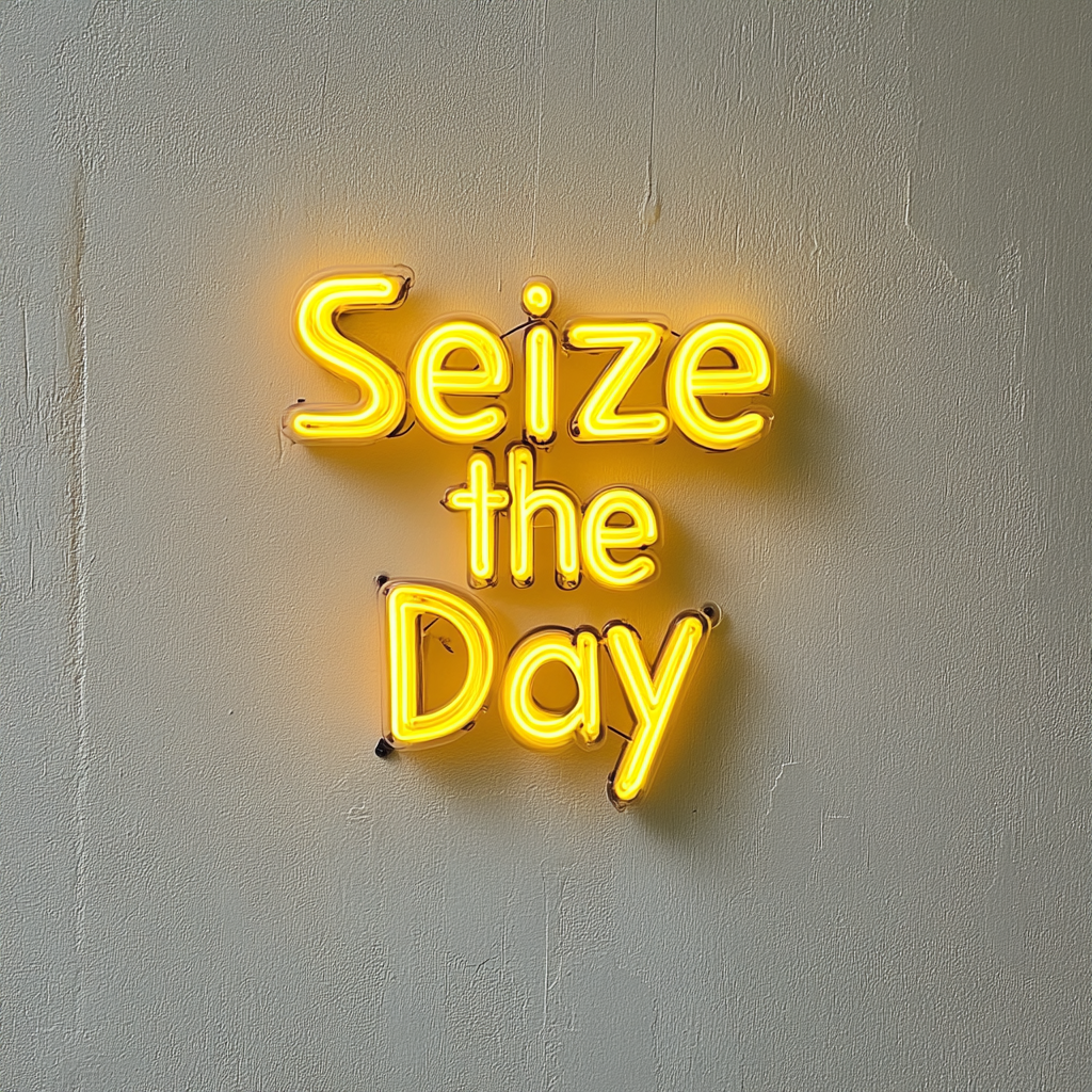 Seize the Day - Yellow Neon Sign, 18 Inches