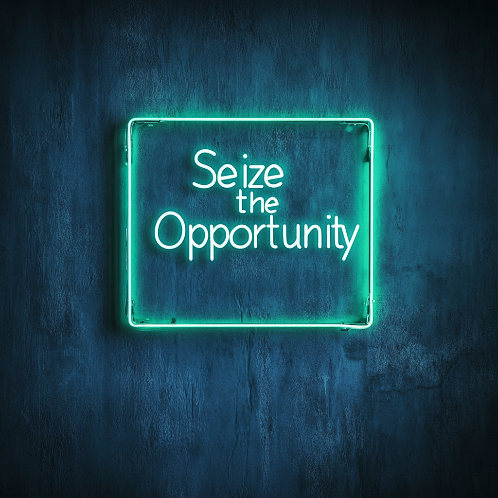 "Seize the Opportunity" - Green Neon Sign, 24 Inches