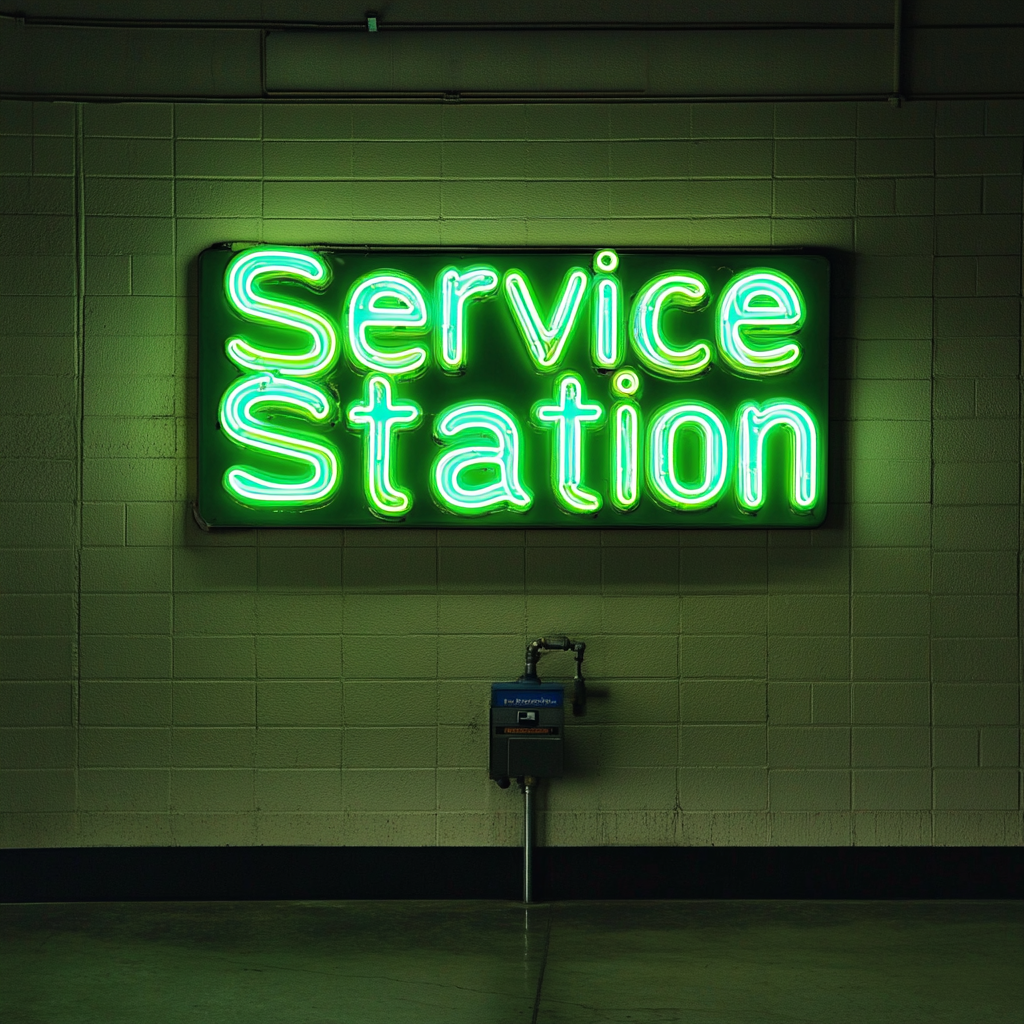 Service Station - Green Neon Sign, 18 Inches