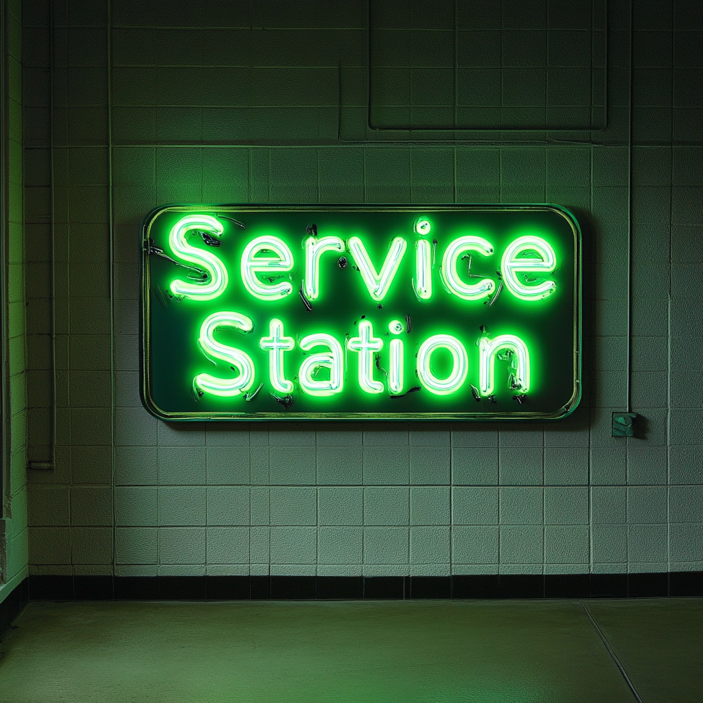 Service Station - Green Neon Sign, 18 Inches