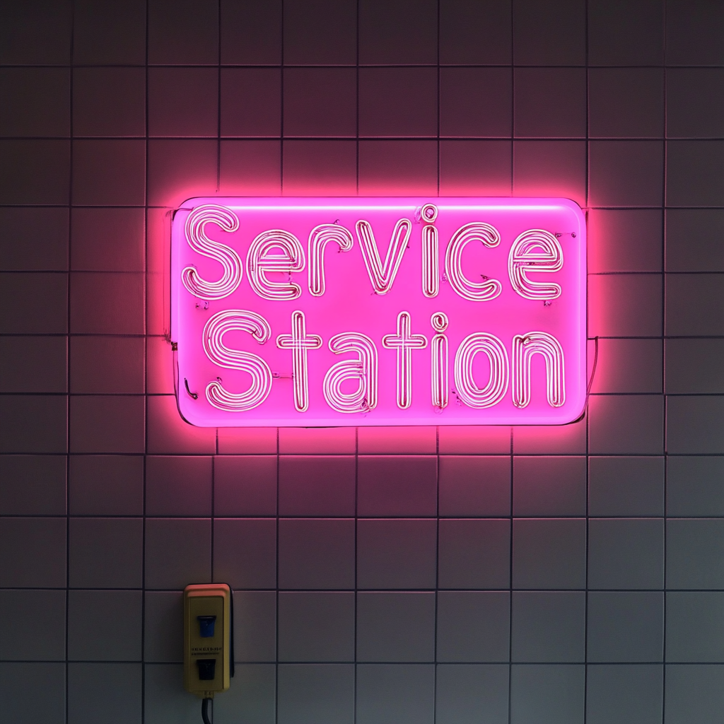 Service Station - Pink Neon Sign, 18 Inches