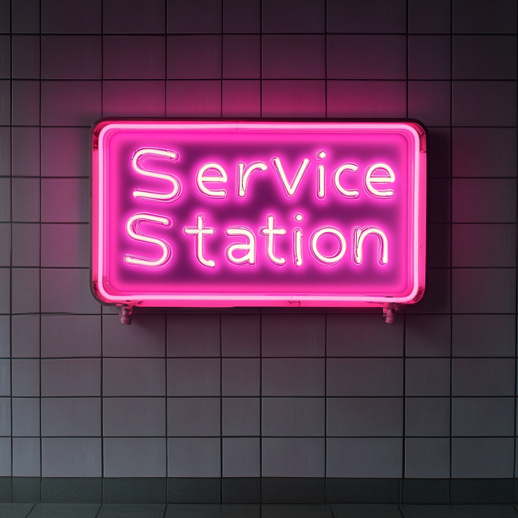 Service Station - Pink Neon Sign, 18 Inches