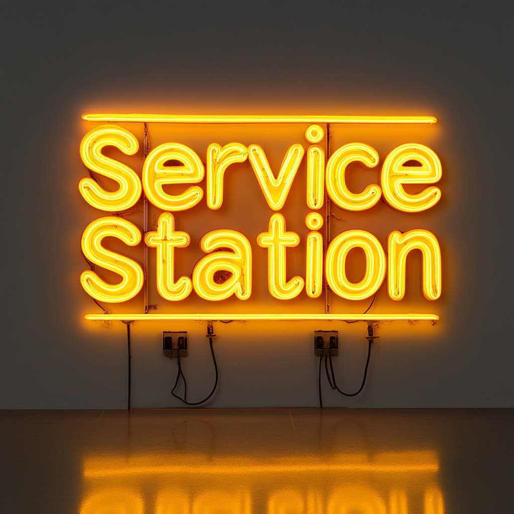 Service Station - Yellow Neon Sign, 18 Inches