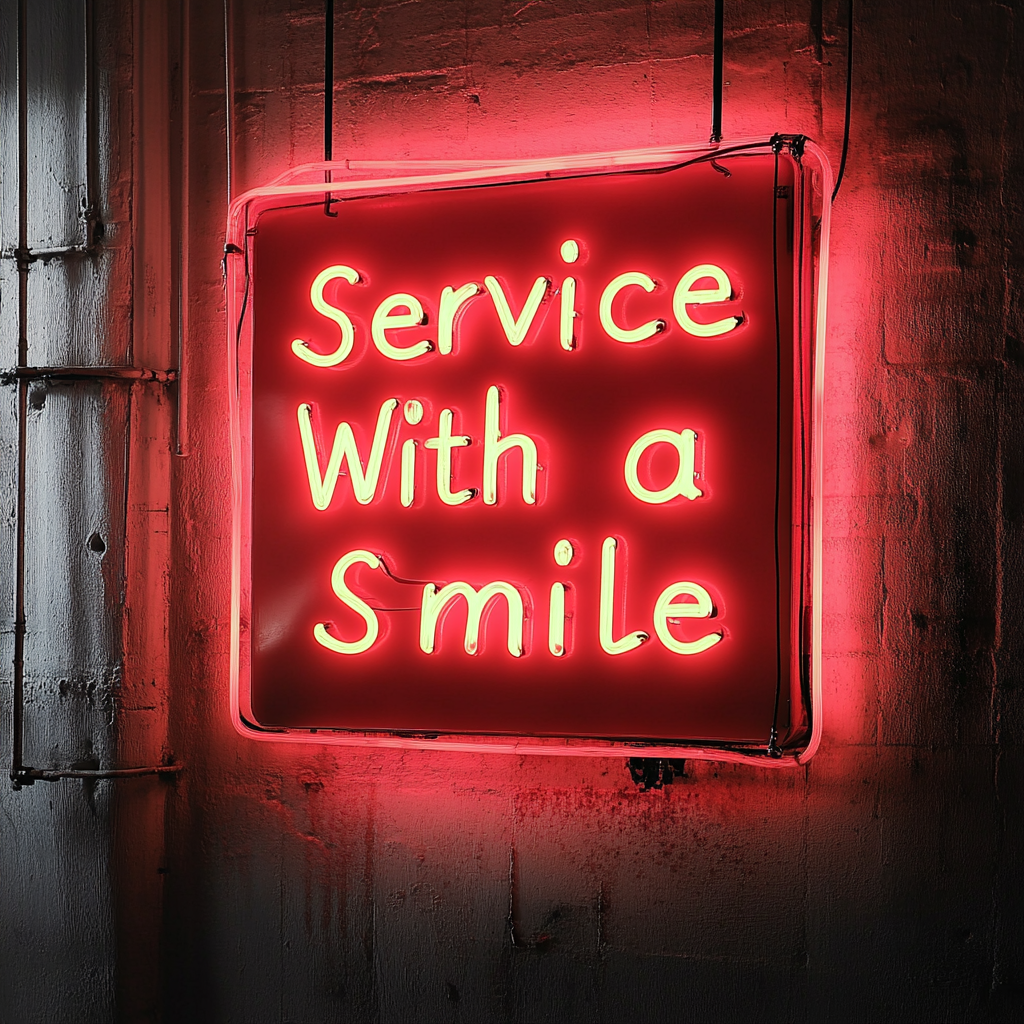 Service With a Smile - Red Neon Sign, 24 Inches