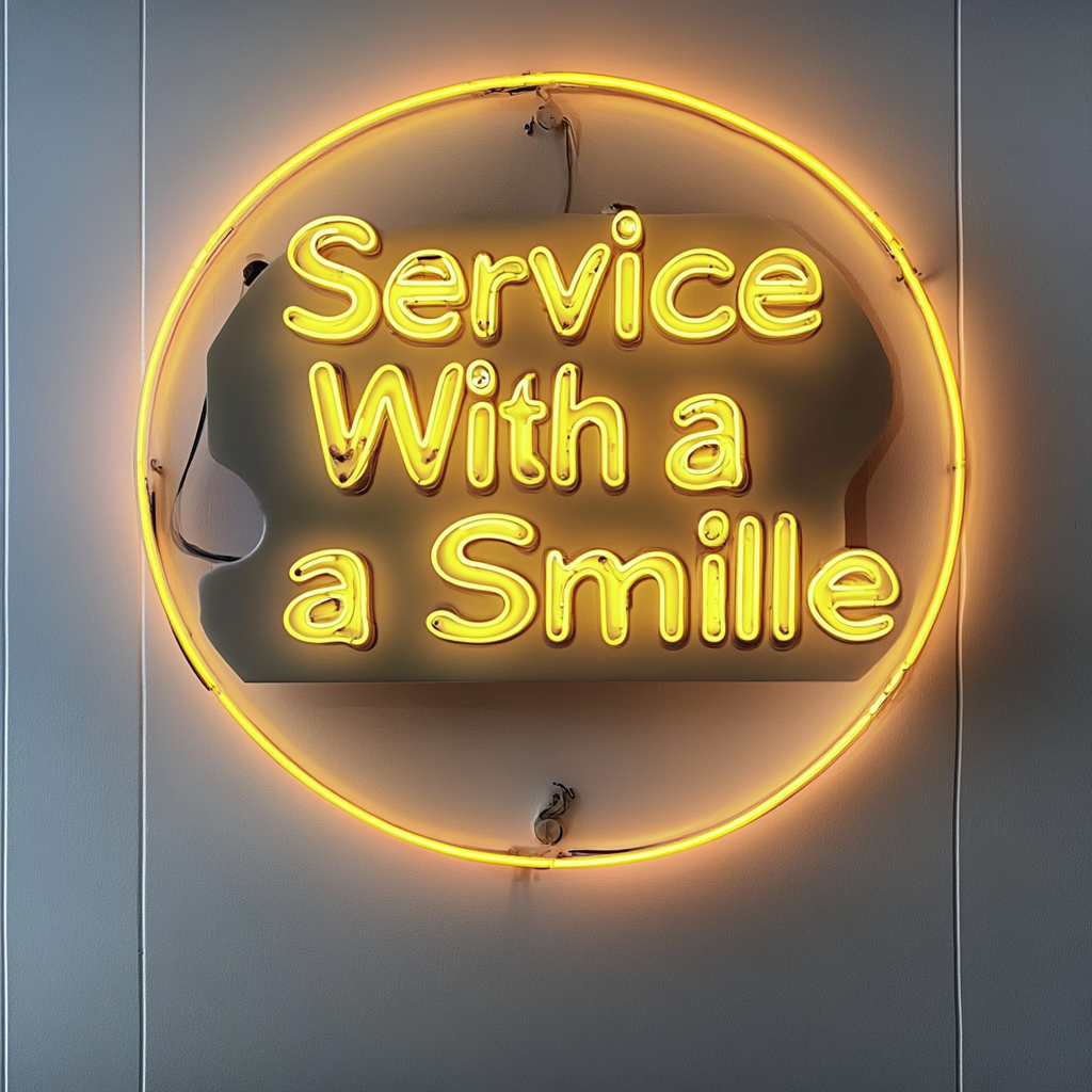 Service With a Smile - Yellow Neon Sign, 18 Inches