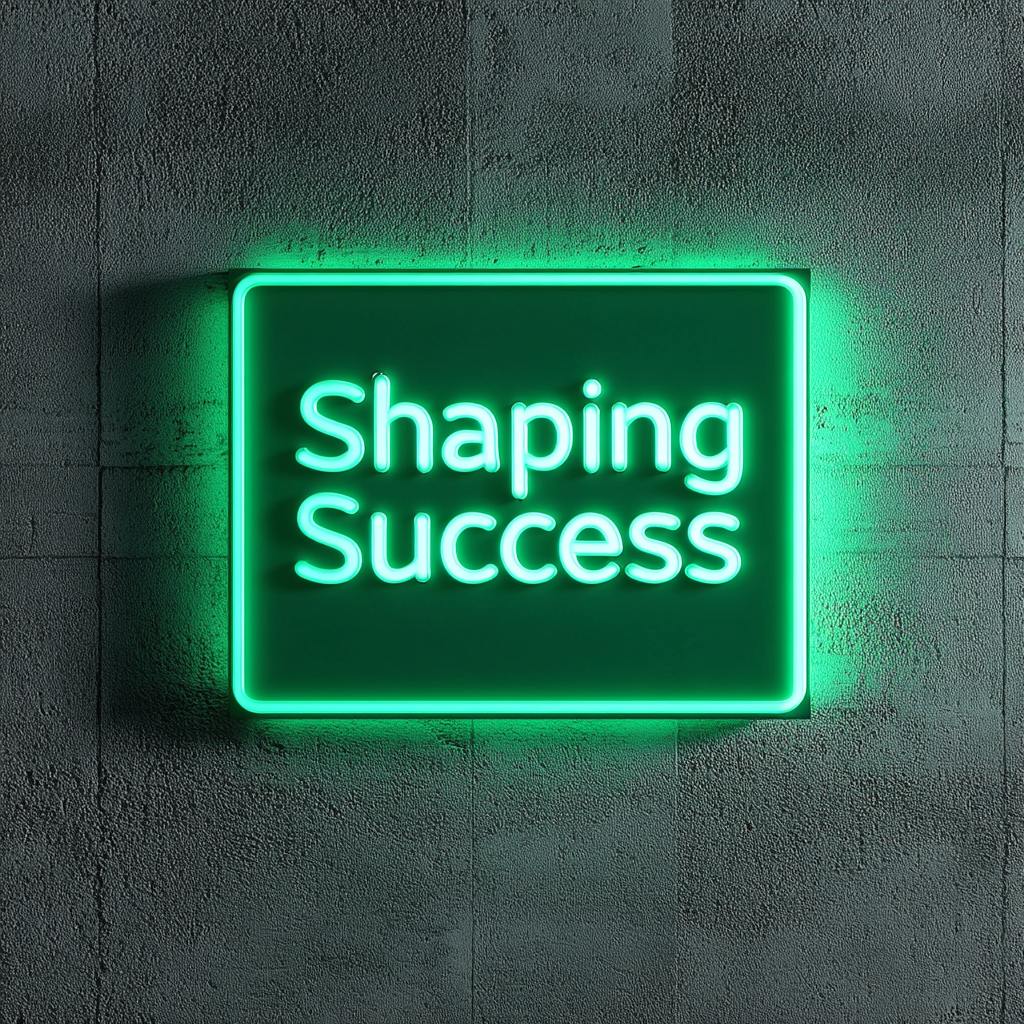 "Shaping Success" - Green Neon Sign, 24 Inches