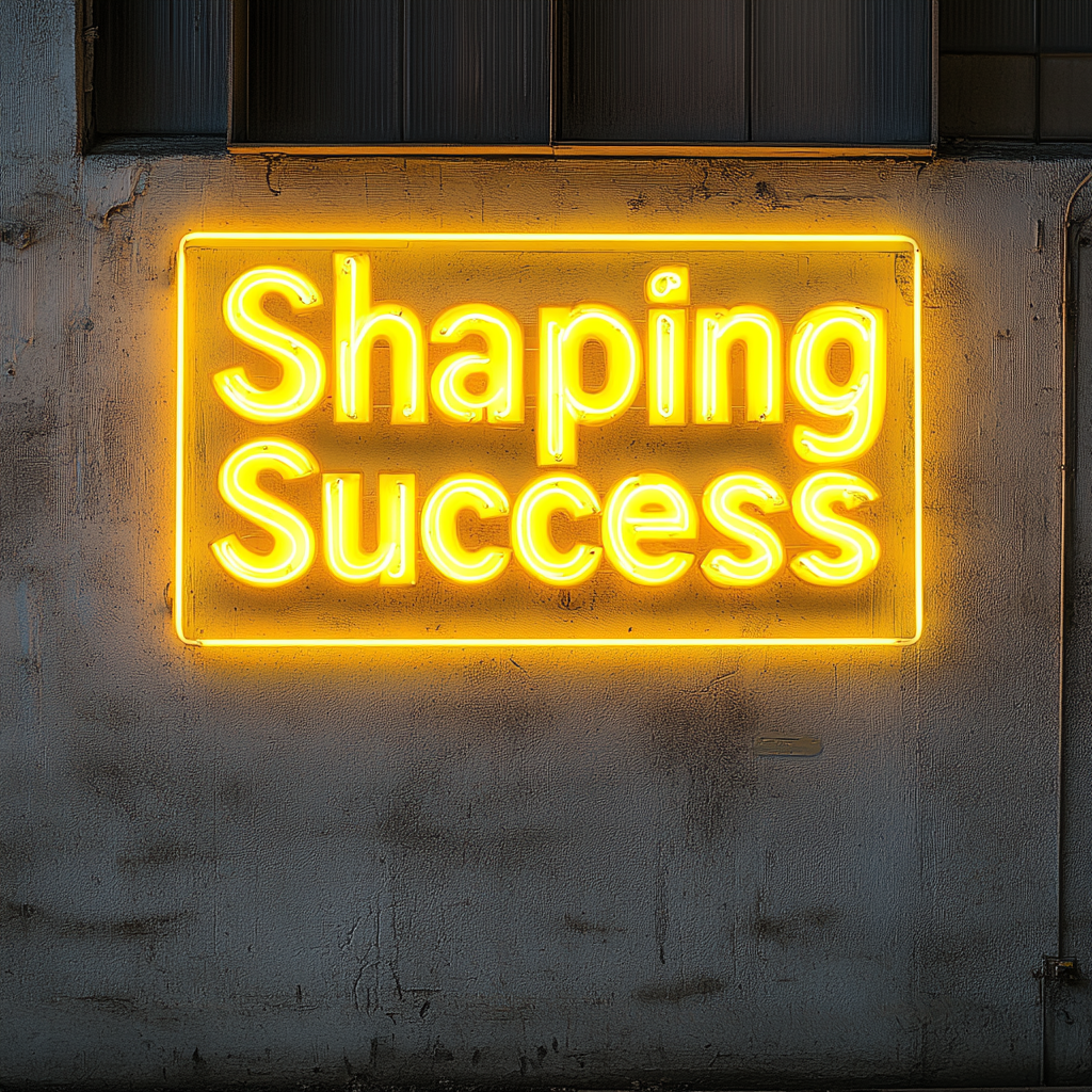"Shaping Success" - Yellow Neon Sign, 24 Inches