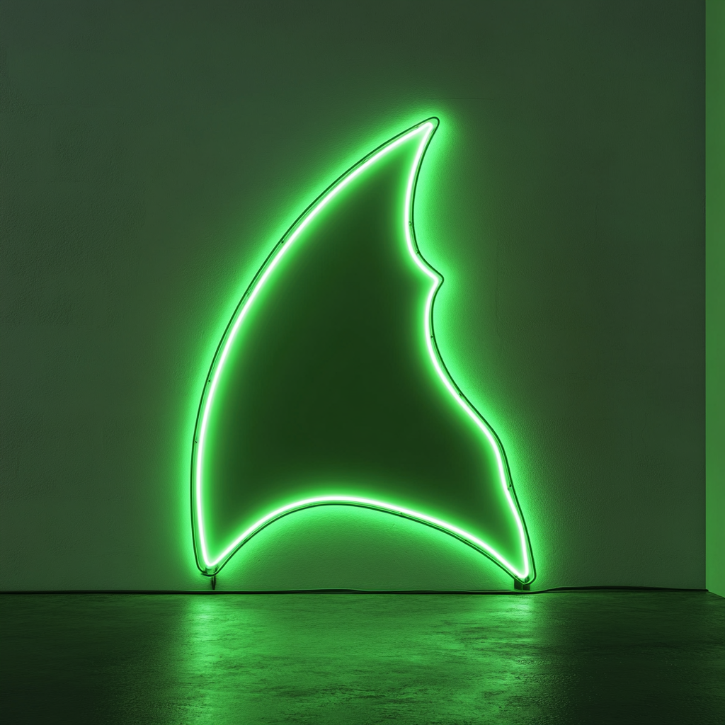 Shark Fin - Green Neon Sign, 24 Inches