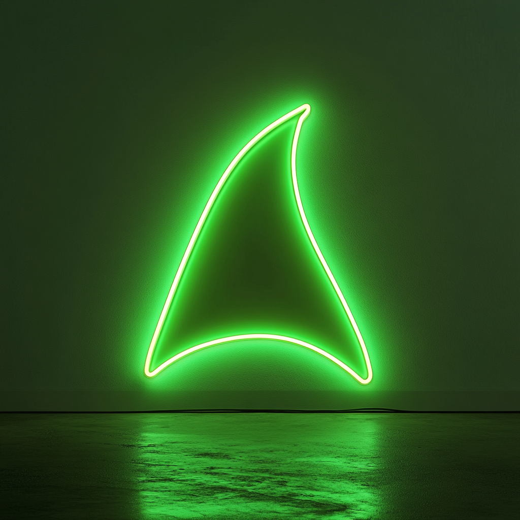 Shark Fin - Green Neon Sign, 18 Inches