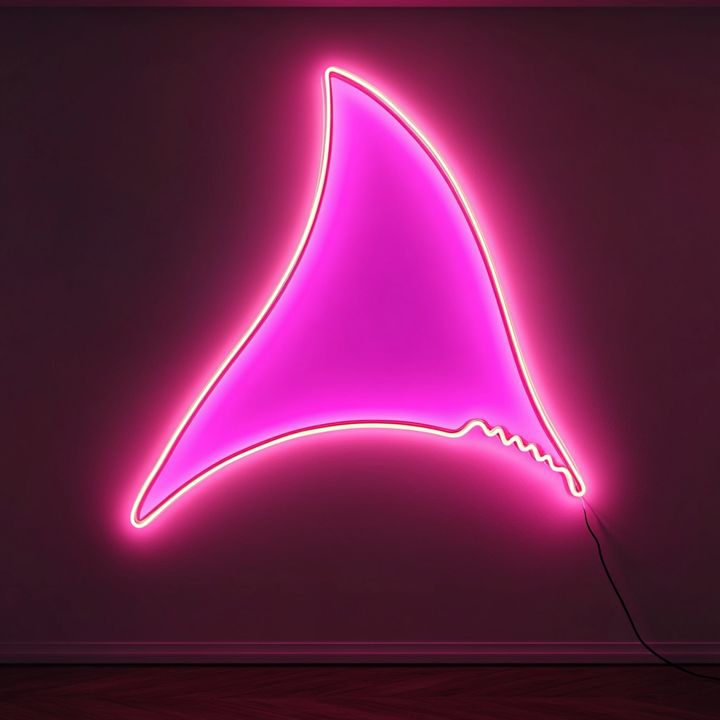 Shark Fin - Pink Neon Sign, 18 Inches