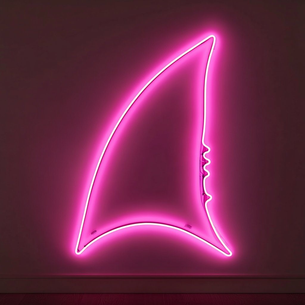 Shark Fin - Pink Neon Sign, 18 Inches