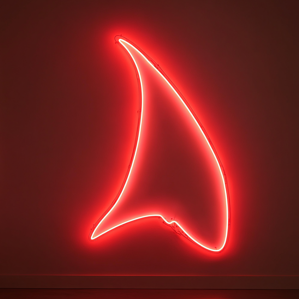 Shark Fin - Red Neon Sign, 24 Inches