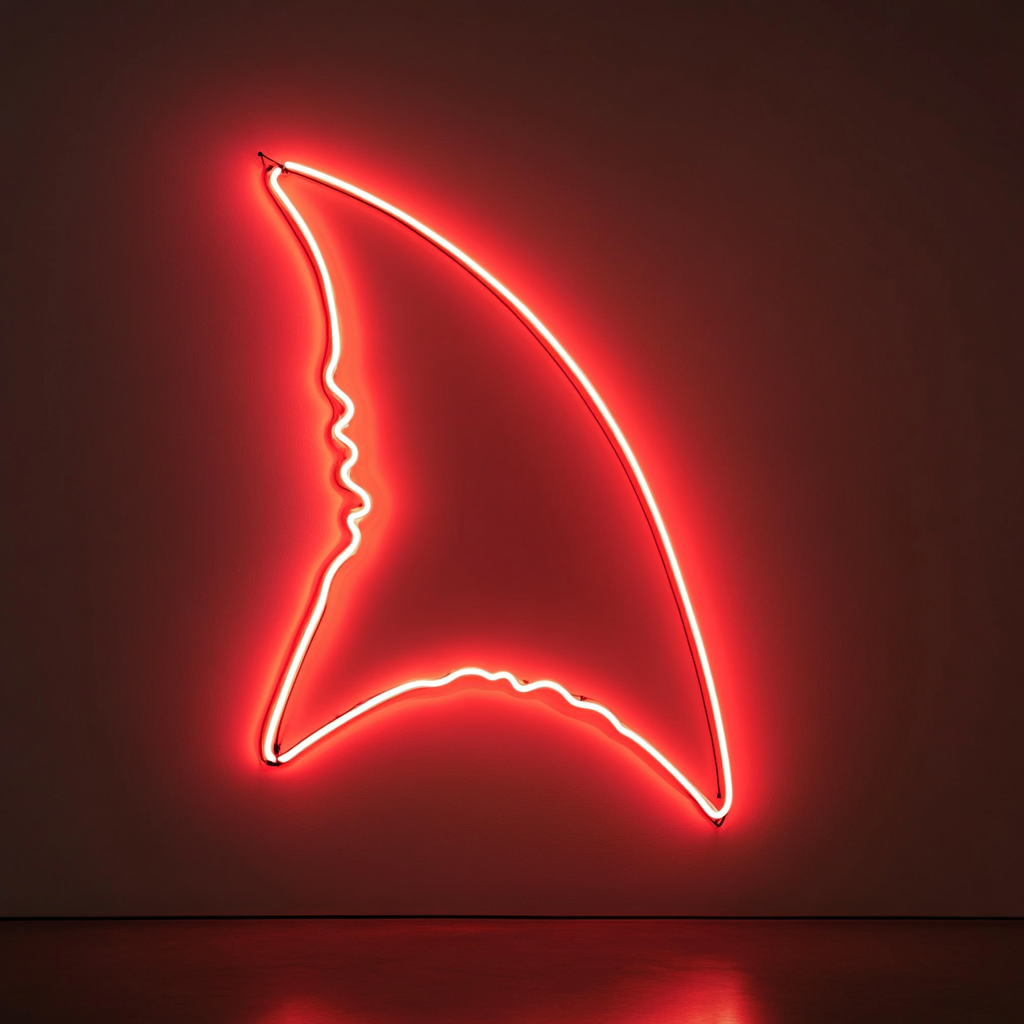Shark Fin - Red Neon Sign, 18 Inches