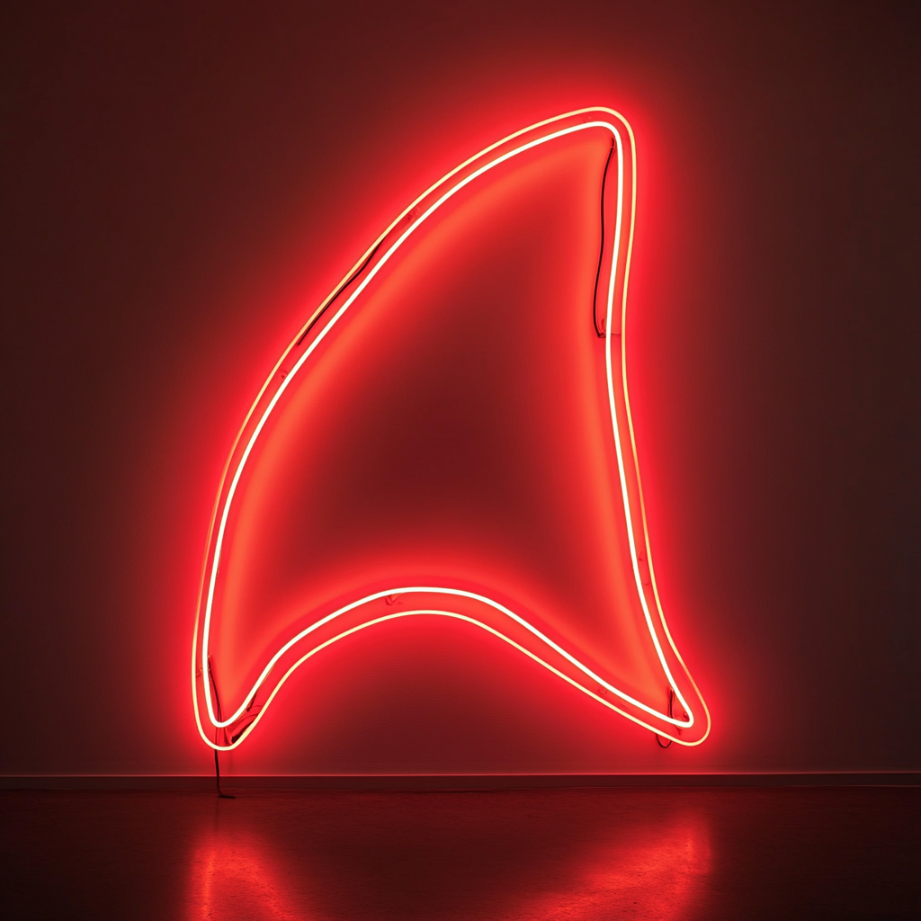 Shark Fin - Red Neon Sign, 24 Inches