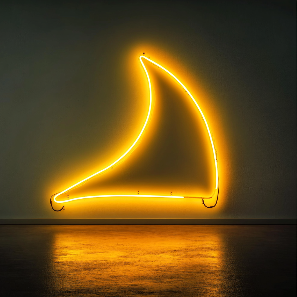 Shark Fin - Yellow Neon Sign, 18 Inches