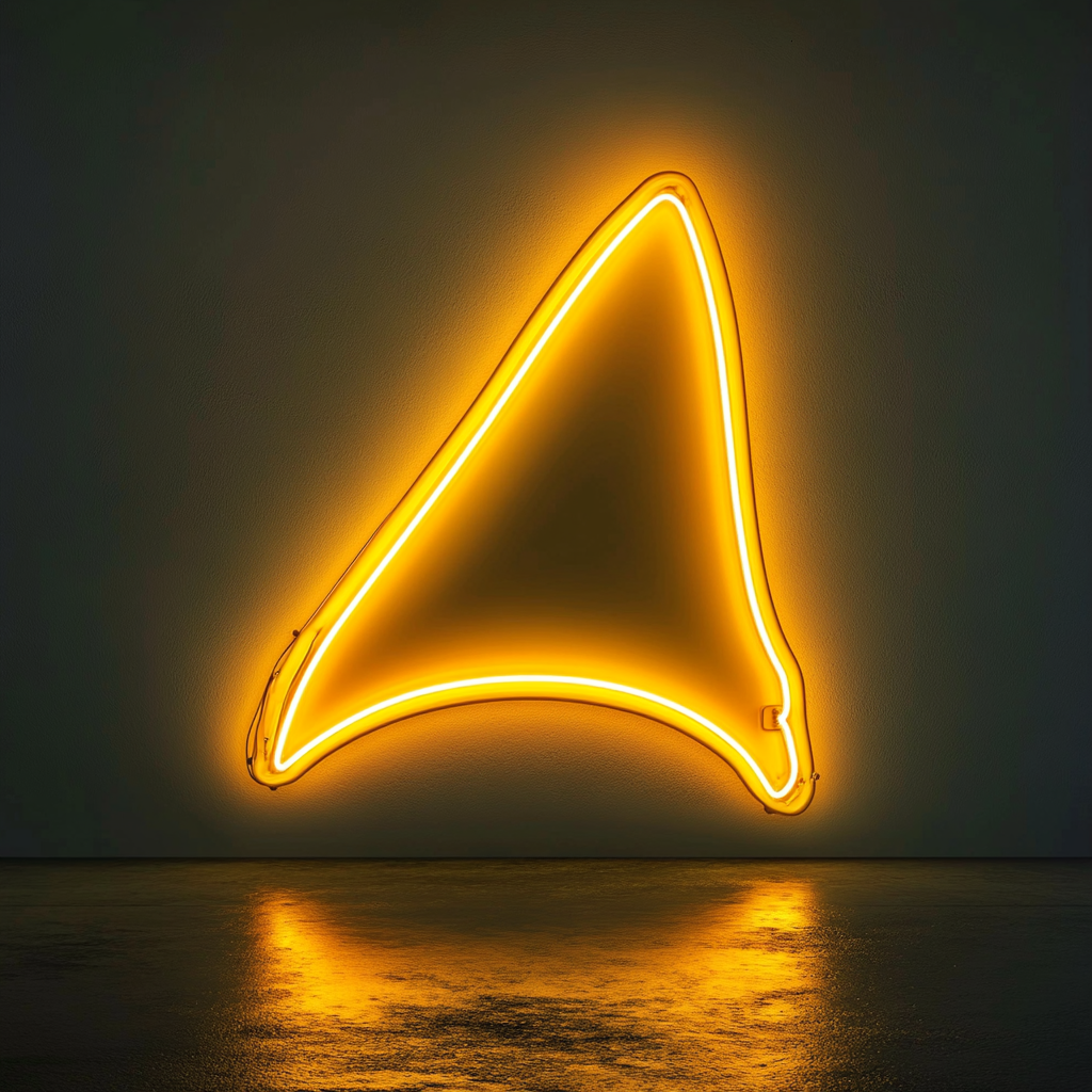Shark Fin - Yellow Neon Sign, 18 Inches