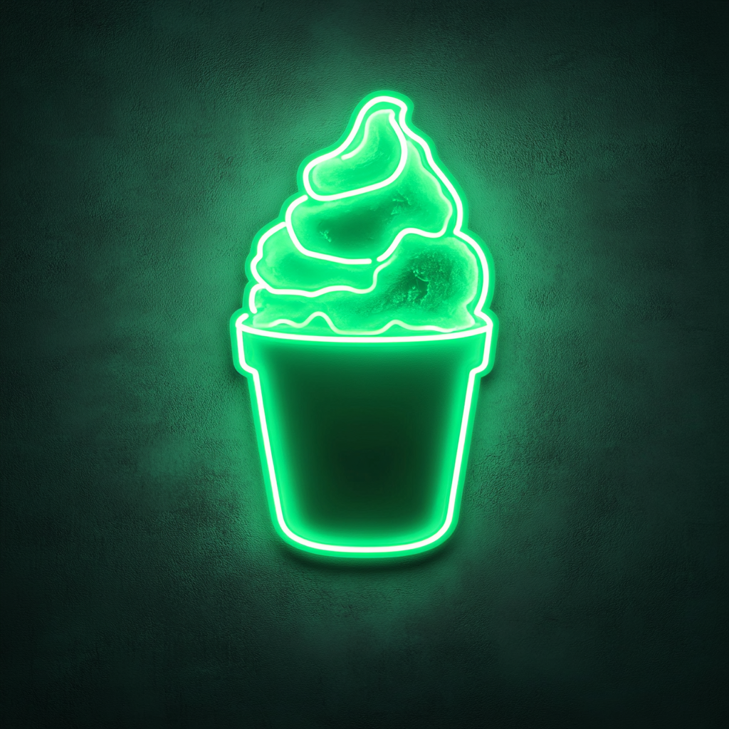 Shaved Ice Cup - Green Neon Sign, 18 Inches