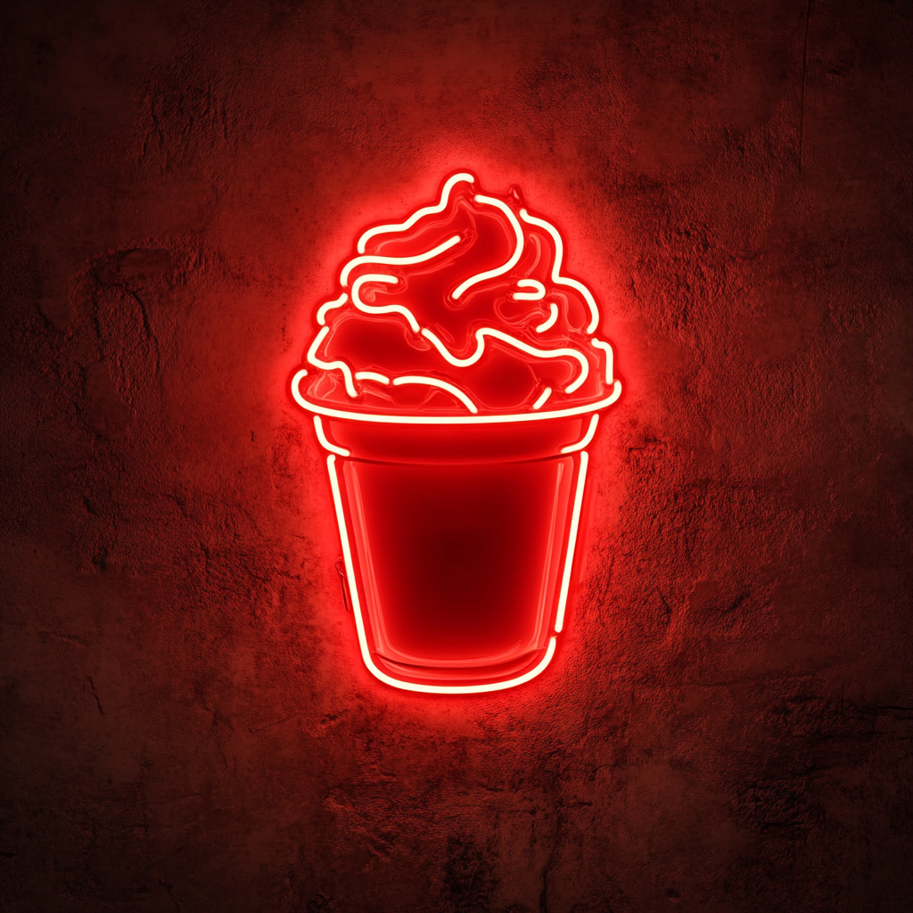 Shaved Ice Cup - Red Neon Sign, 24 Inches