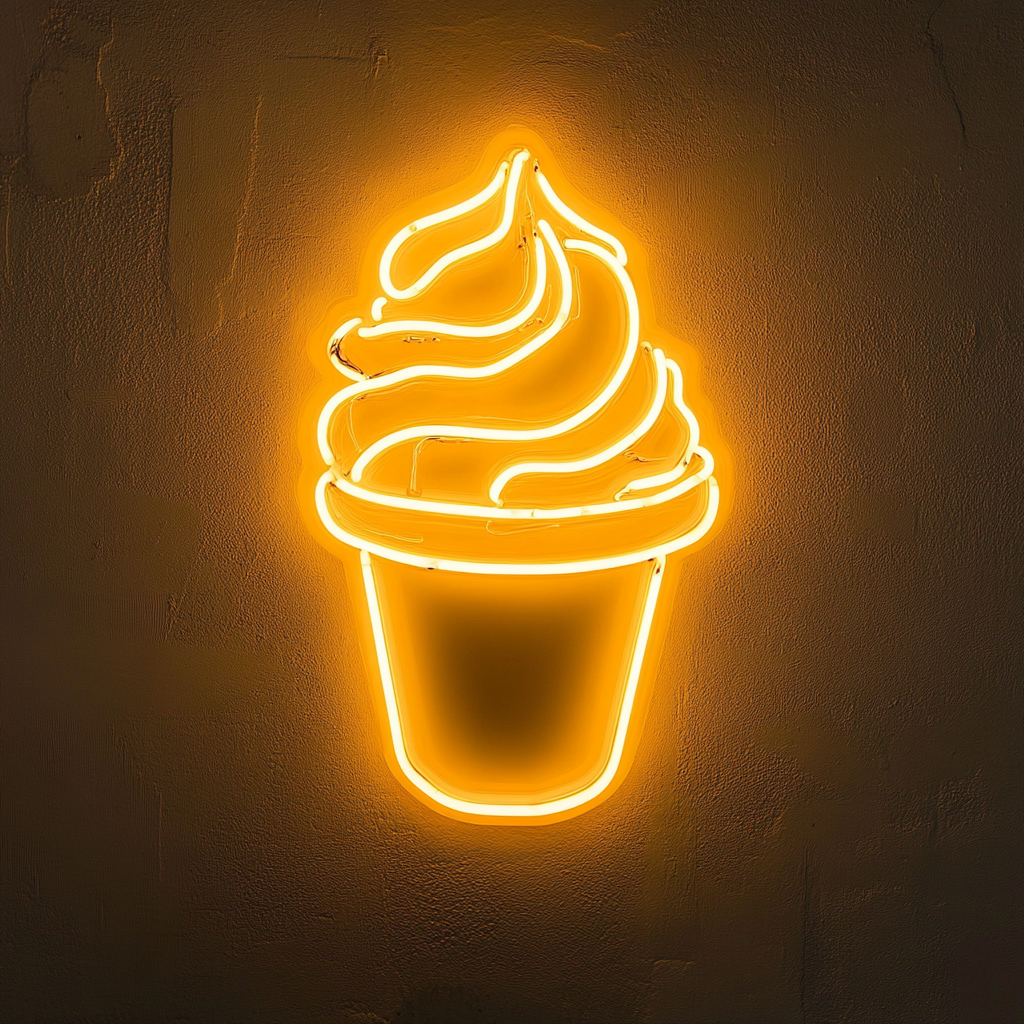 Shaved Ice Cup - Yellow Neon Sign, 24 Inches