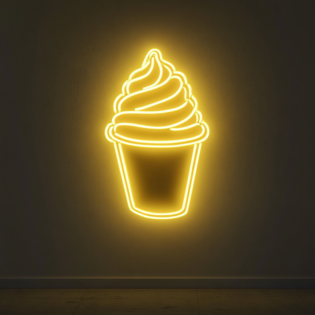 Shaved Ice Cup - Yellow Neon Sign, 18 Inches