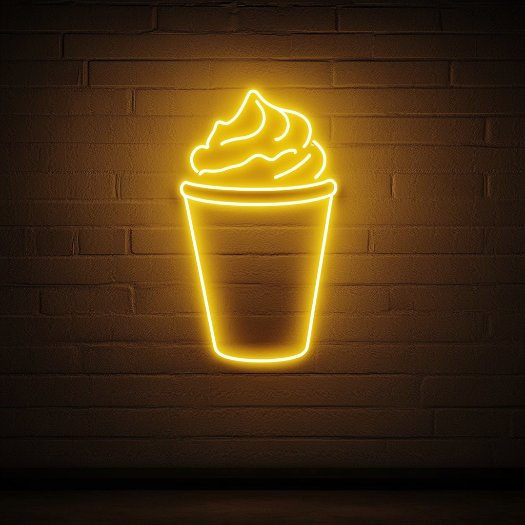 Shaved Ice Cup - Yellow Neon Sign, 18 Inches