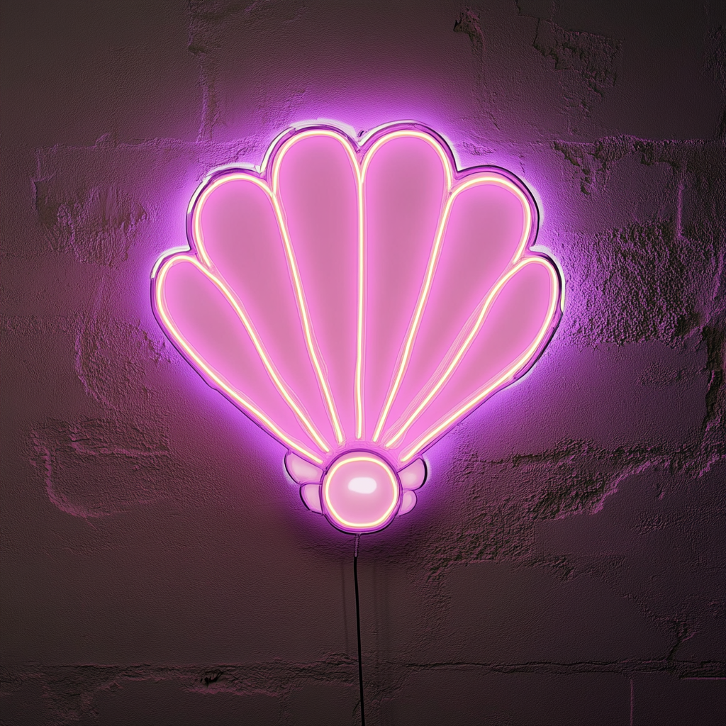 Shell with Pearl - Pink Neon Sign, 24 Inches