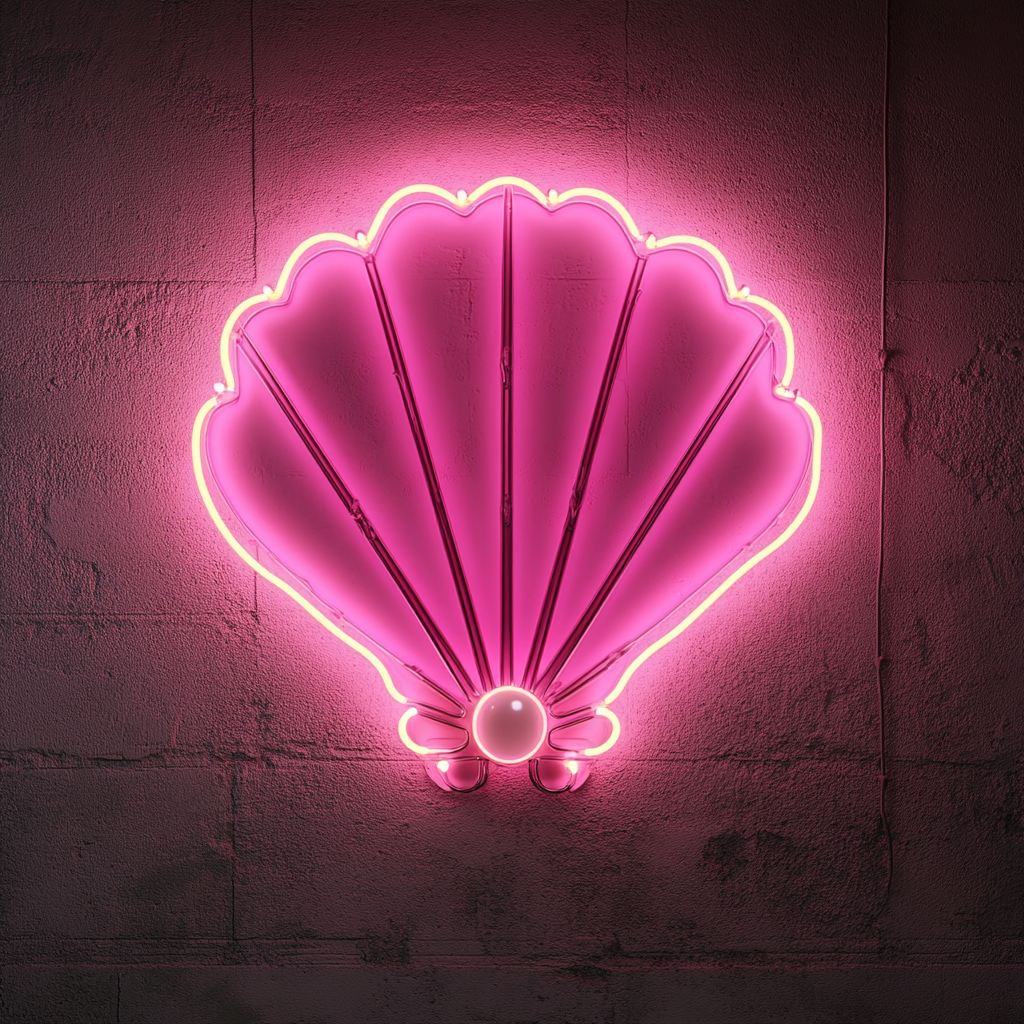Shell with Pearl - Pink Neon Sign, 24 Inches