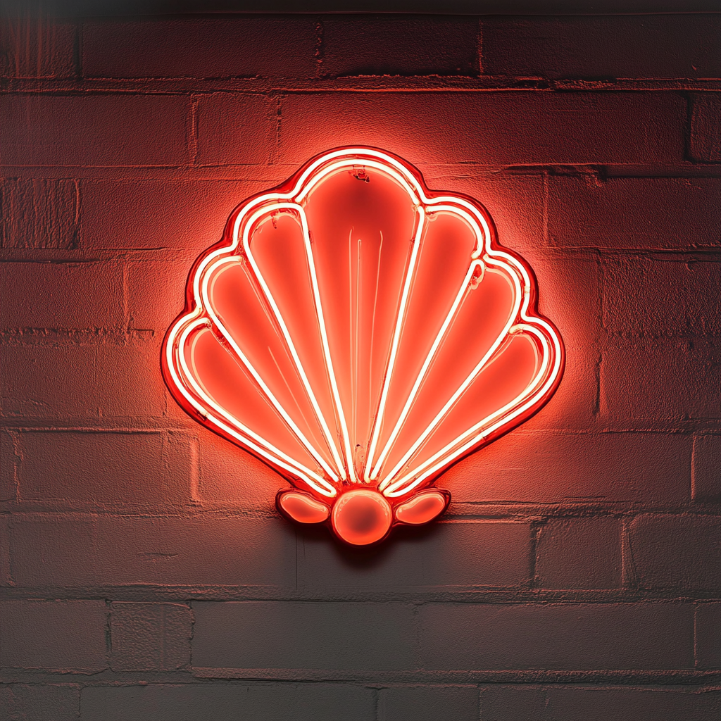 Shell with Pearl - Red Neon Sign, 18 Inches