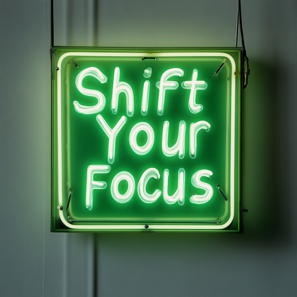 "Shift Your Focus" - Green Neon Sign, 24 Inches