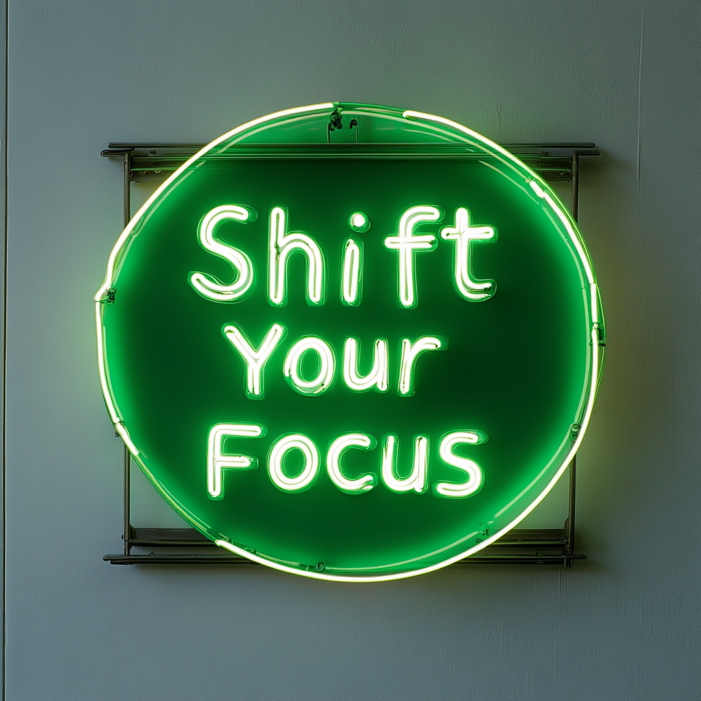 "Shift Your Focus" - Green Neon Sign, 24 Inches
