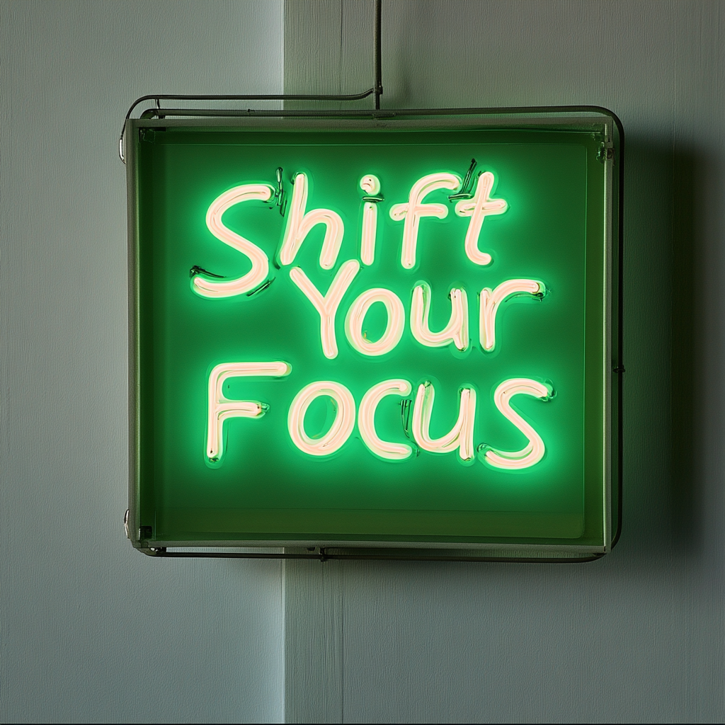 "Shift Your Focus" - Green Neon Sign, 24 Inches