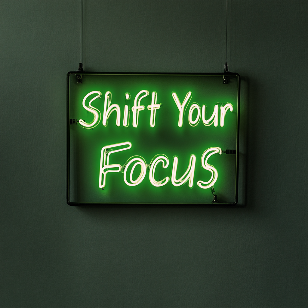 "Shift Your Focus" - Green Neon Sign, 24 Inches