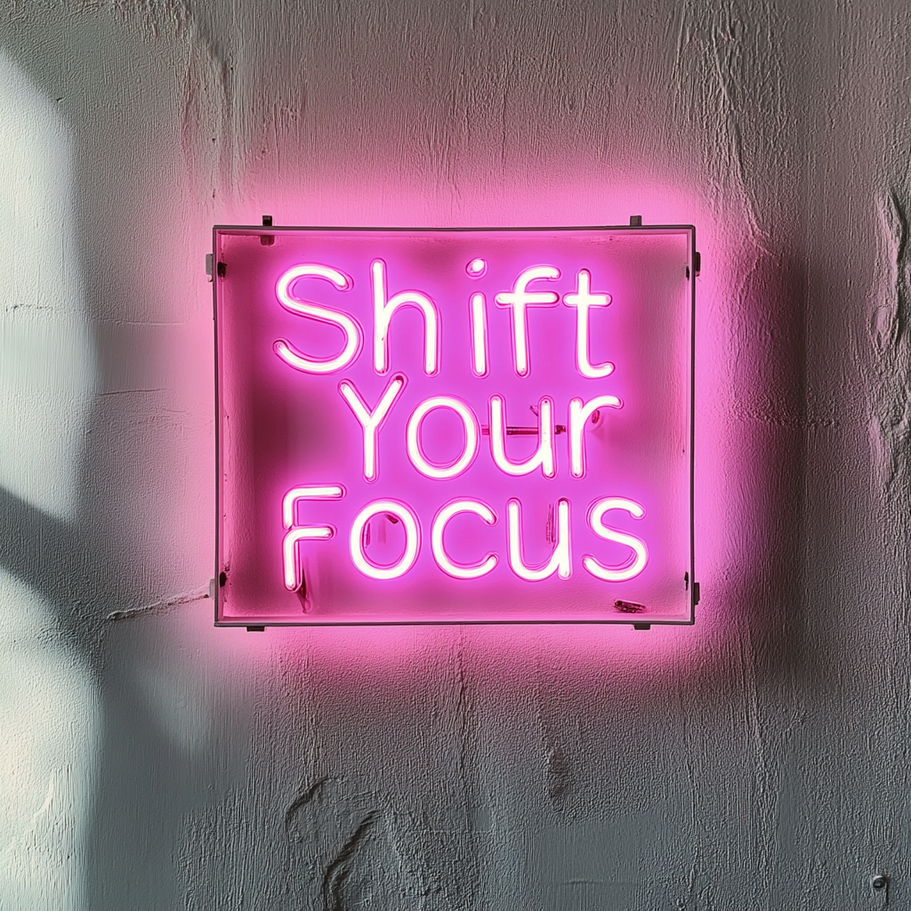 "Shift Your Focus" - Pink Neon Sign, 24 Inches