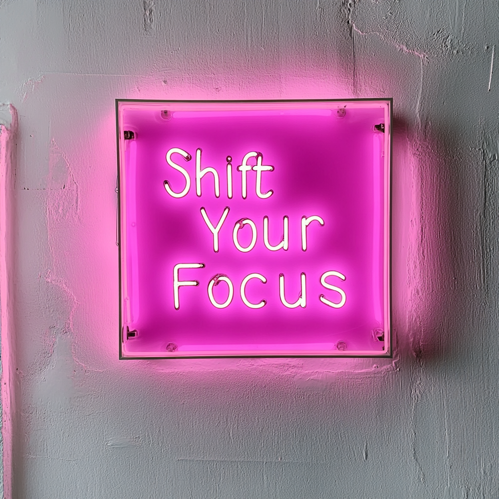 "Shift Your Focus" - Pink Neon Sign, 24 Inches