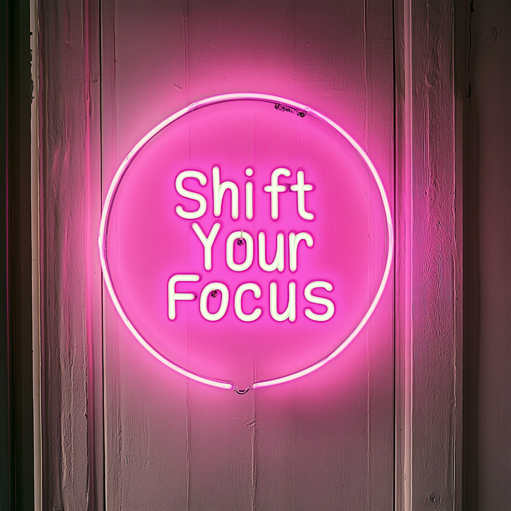 "Shift Your Focus" - Pink Neon Sign, 24 Inches