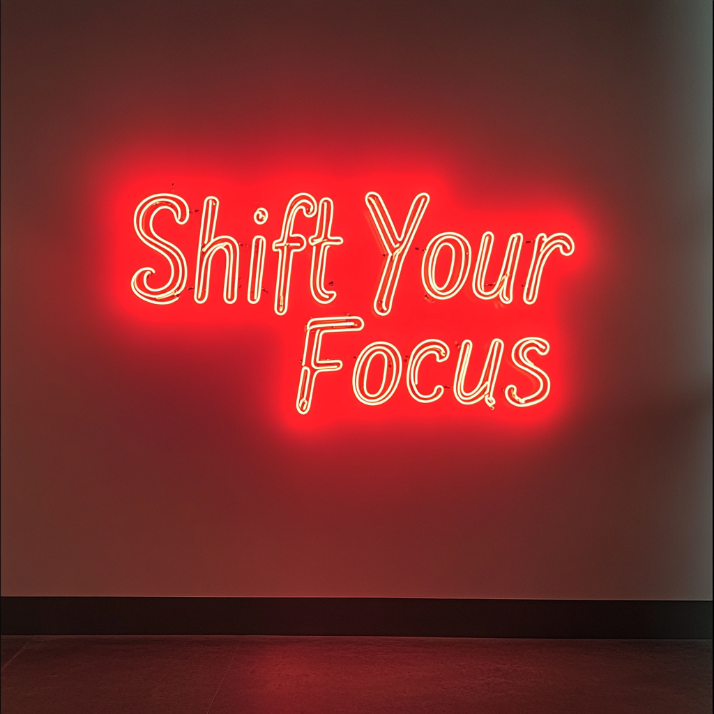 "Shift Your Focus" - Red Neon Sign, 24 Inches