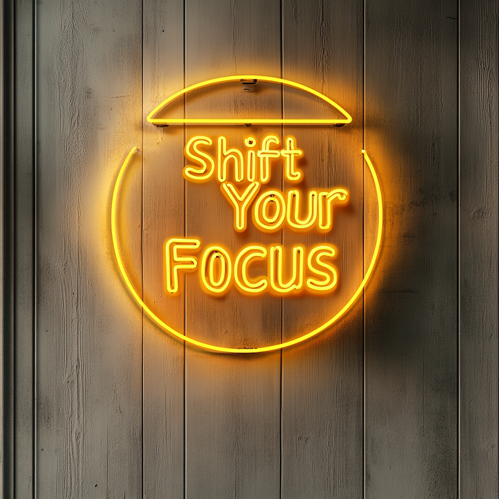 "Shift Your Focus" - Yellow Neon Sign, 24 Inches