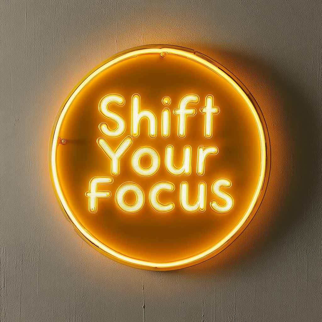 "Shift Your Focus" - Yellow Neon Sign, 24 Inches
